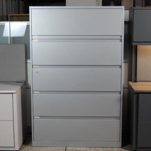 Steelcase Univeral Series Lateral File, Preowned, 5 drawer, 42" wide, Platinum Gray Paint, Excellent Condition