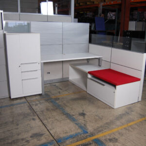 STEELCASE 24x60" TABLE, PERSONAL TOWER AND BOOKCASE/LATERAL FILE COMBINATION, PREOWNED, WHITE