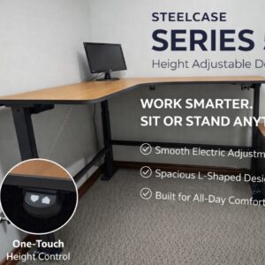 Steelcase L-Shaped Standing Desk (Electric)- Cherry Top, Used Like-New