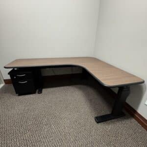 Steelcase Series 5, L-Shape Electric, Height Adjustable Table, New Laminate, New Edging
