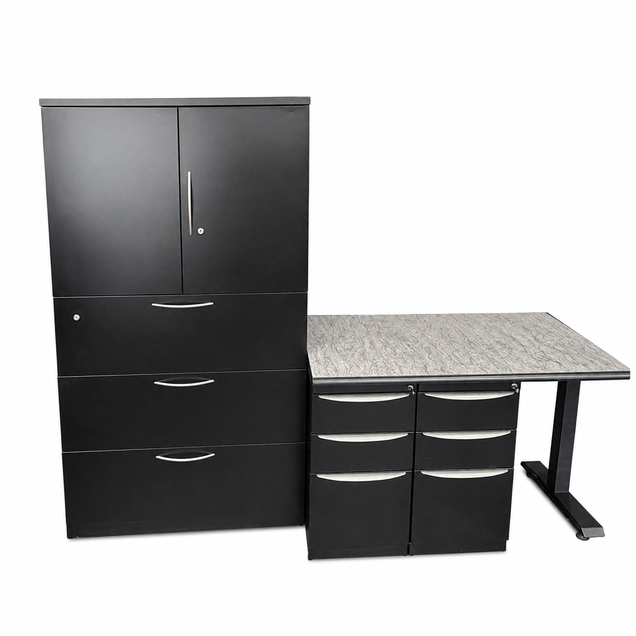 Custom L-Shaped Height-Adjustable Workstation - Image 4