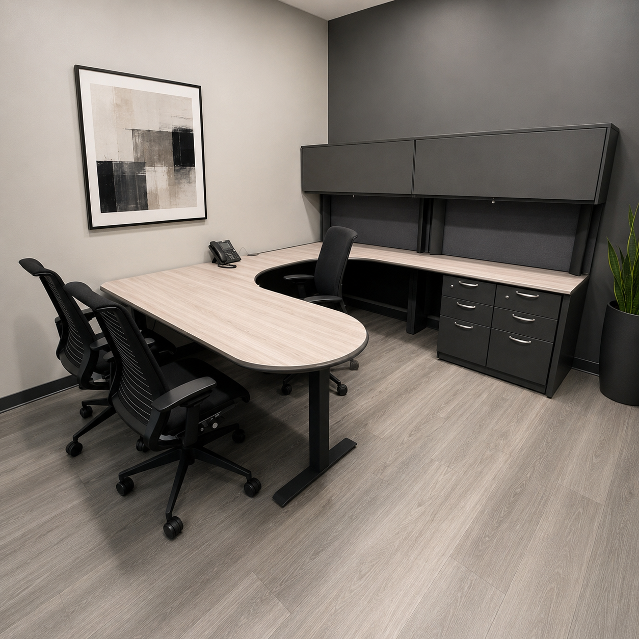 Steelcase Context Height-Adjustable U-Station with Overhead Storage - Image 3