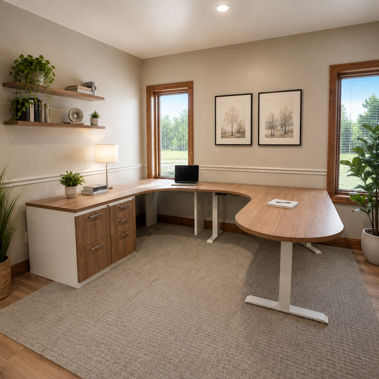 Excel Office Custom Jetty U-Shaped Height-Adjustable Workstation
