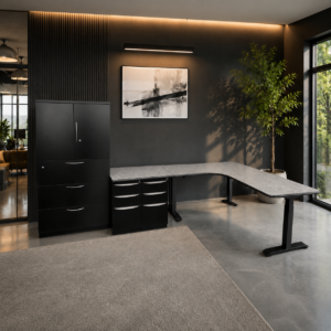 Custom L-Shaped Height-Adjustable Workstation