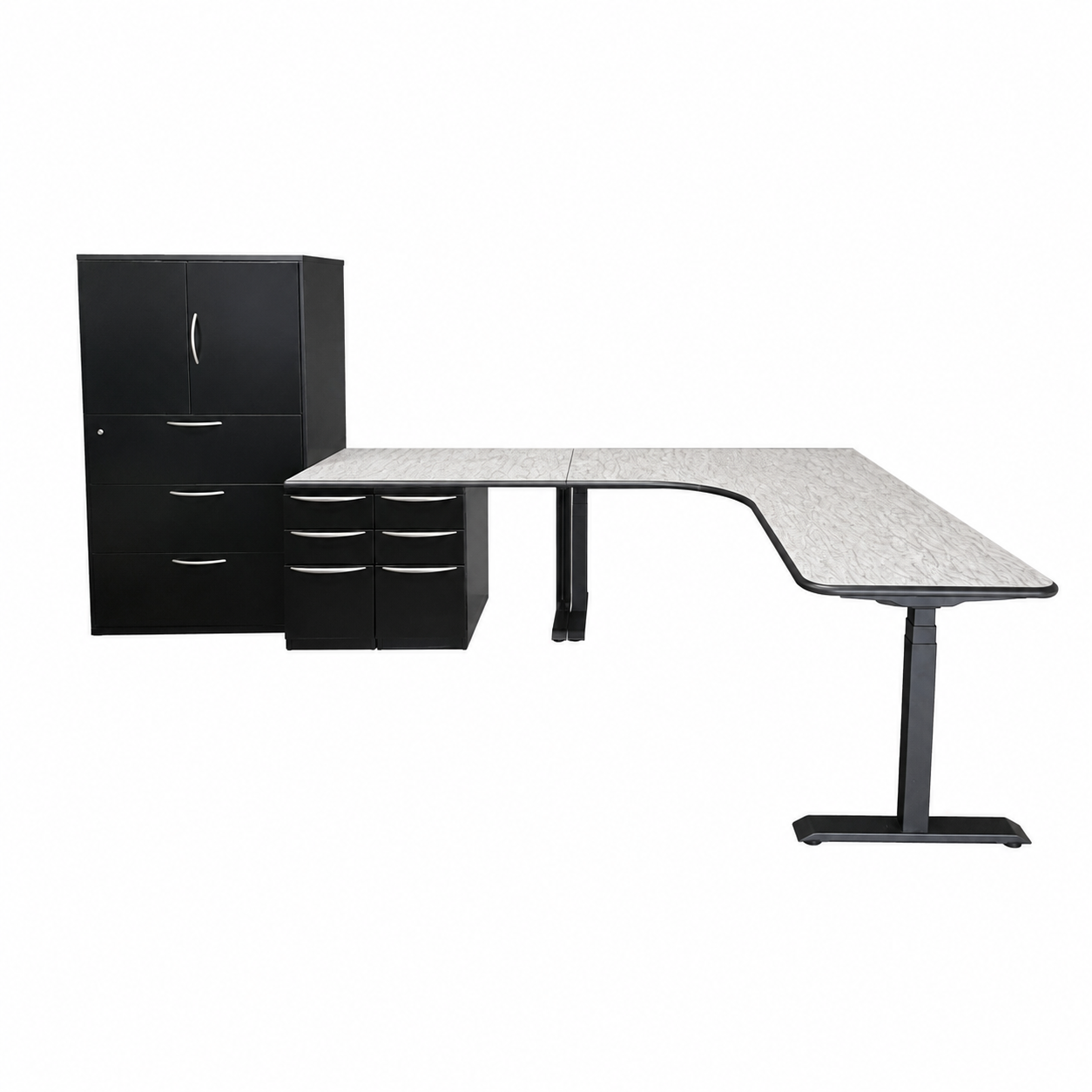 Custom L-Shaped Height-Adjustable Workstation - Image 2