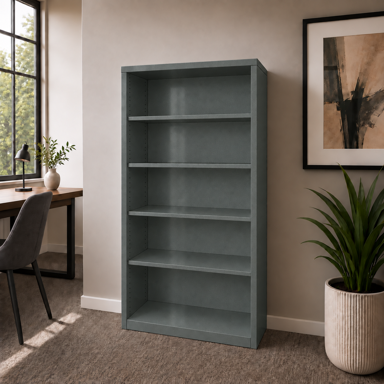 Steelcase Open Bookcase – Custom-Painted Commercial Office Storage - Image 3
